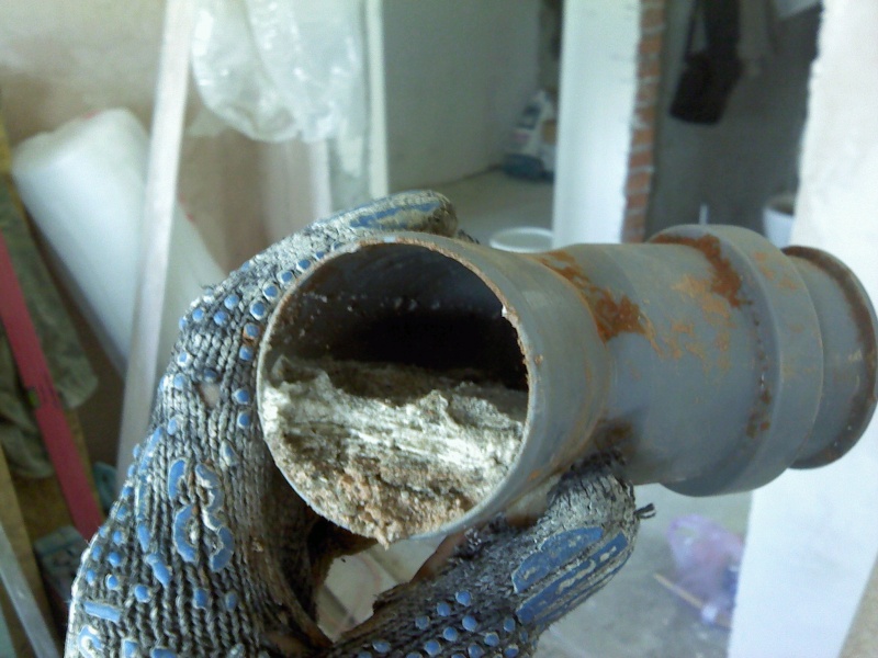Severe build-up inside a drain pipe